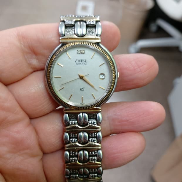 ENISE 쿼츠 남성시계 실버/골드 콤비