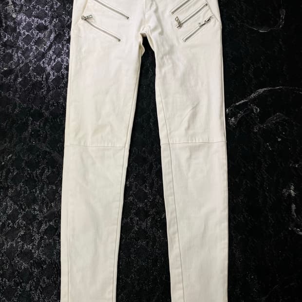 10s Indie Sleaze Mood White Skinny Biker