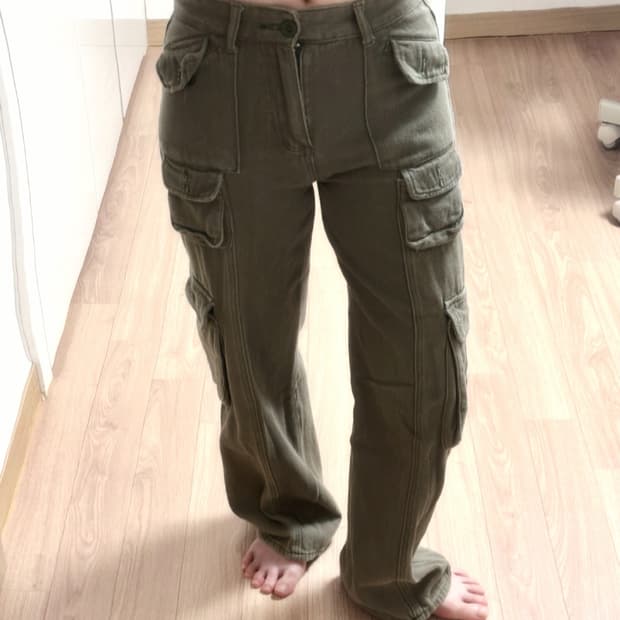 Khaki Straight-Leg Cargo Pants