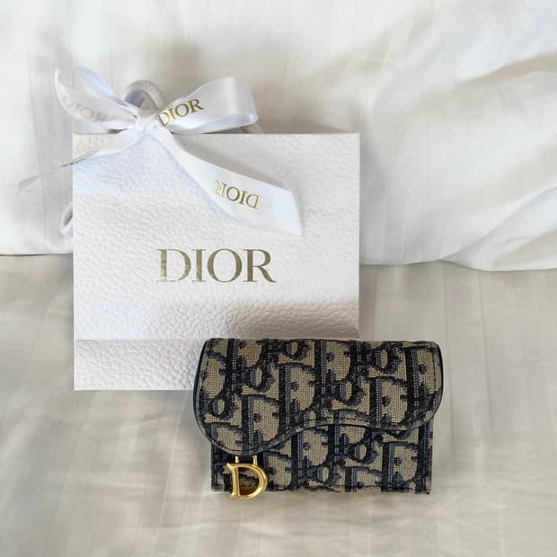 디올 새들 블룸 카드 지갑 (블루 오블리크 자카드)