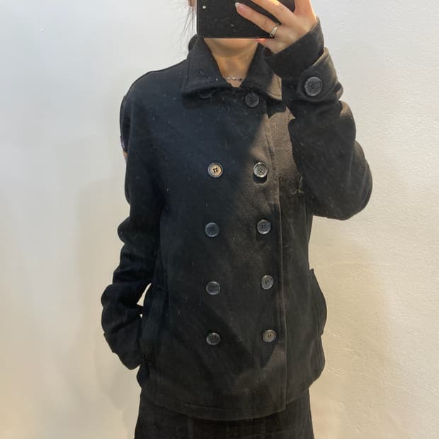 블랙 더블 숏 코트