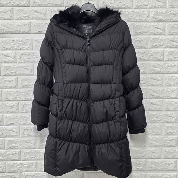 택포// 게스 블랙 롱패딩 M