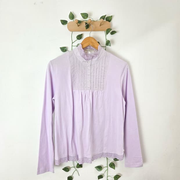 연보라 하이넥 슬리브