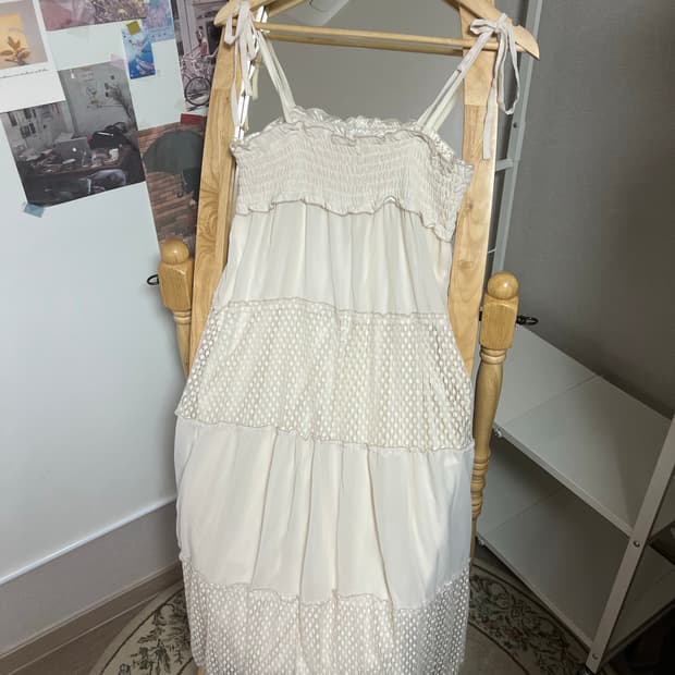 모리걸 레이어드 기본템 아이보리 도트 롱원피스