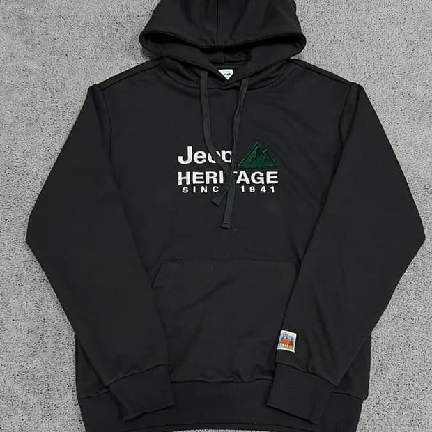 (M) 지프 캠핑 자수 로고 후드 티