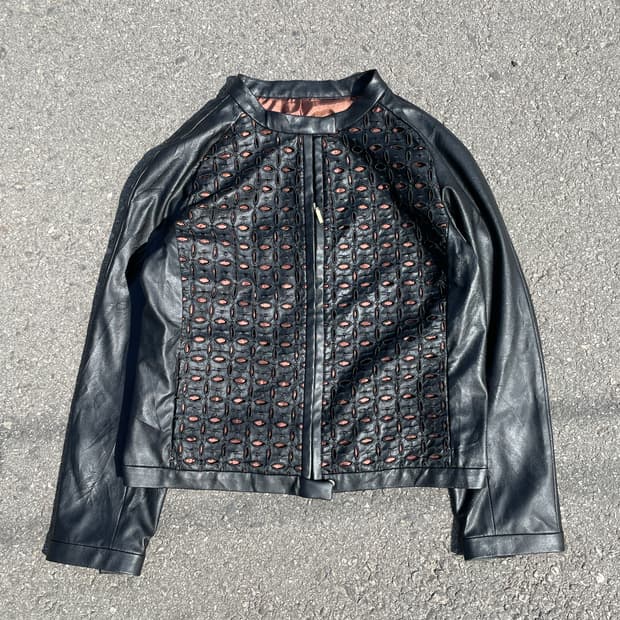 Junkosimada x 49av 시스루 레더자켓 J01019