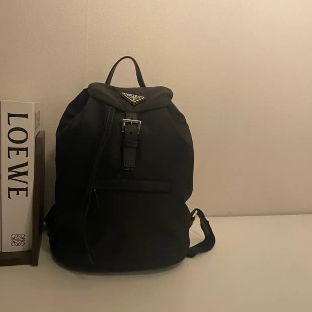 PRADA / 프라다 블랙 포코노 삼각로고 나일론 백팩