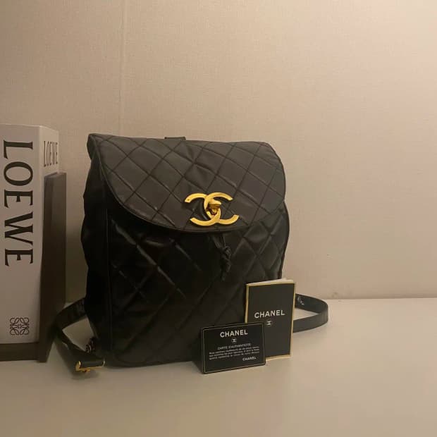 CHANEL / 빈티지 샤넬 3번대 블랙 마틀라세 듀마 백팩
