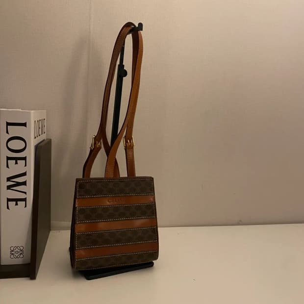 CELINE / 빈티지 셀린느 브라운 마카담 스퀘어 마이크로 미니 백팩