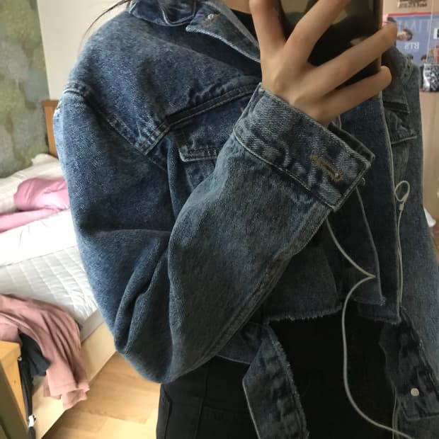 크롭 청자켓
