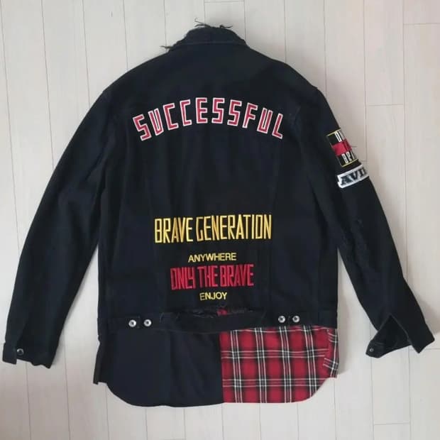 XL) 디젤 디스트로이드 패치 레이어드 커스텀 트러커 간절기 자켓 블랙