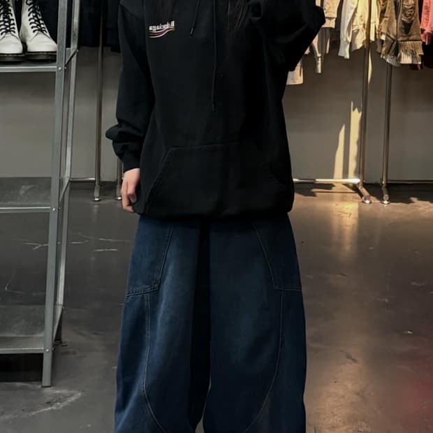 발렌시아가 폴리티컬 캠페인 후드라지핏 블랙 A3641