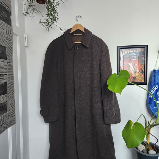 90s 맨즈비기 듀플레익스 브라운 울 발마칸 코트