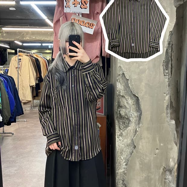 아쿠아스큐텀 스트라이프 셔츠 100 #csz3373