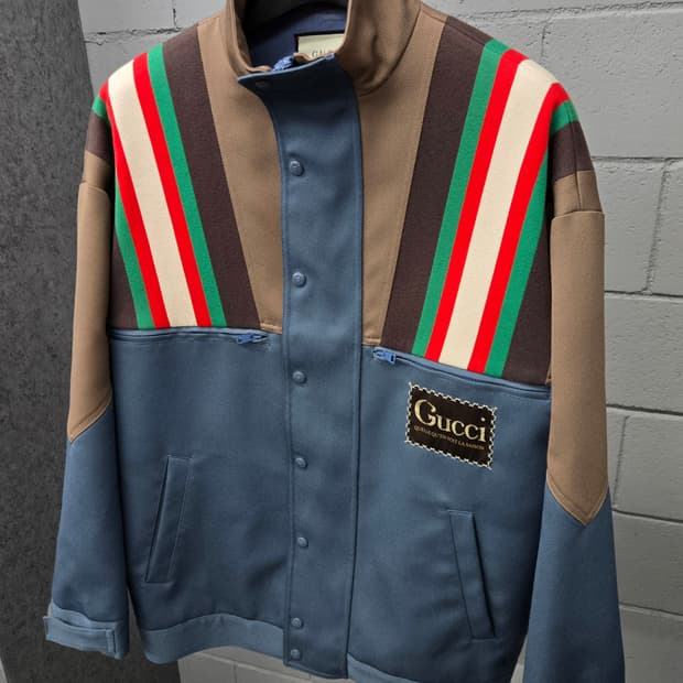 구찌 미켈레 스트라이프 로고배치 자켓 48
