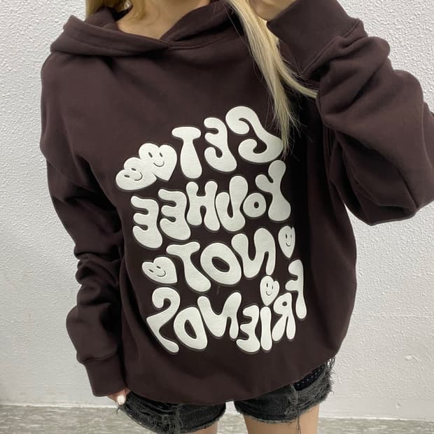 안티소셜클럽 레터링 초코맛 후드