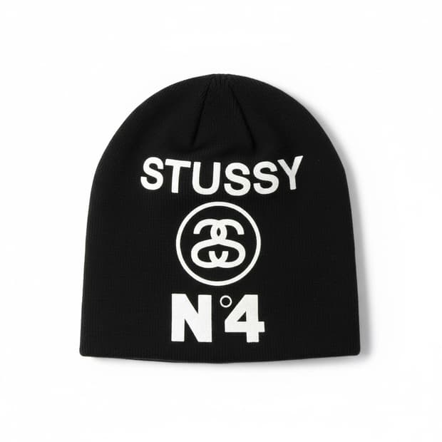 스투시 스컬캡 넘버4 블랙니트 비니