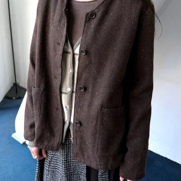 Tweed fabric design collar jacket