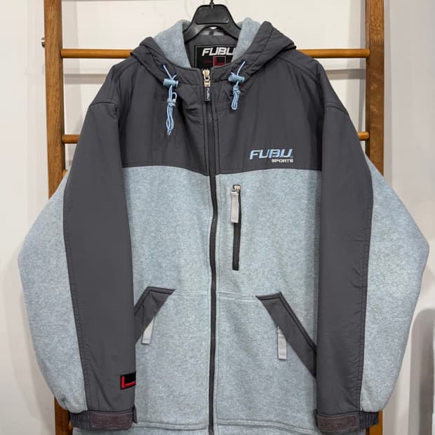 Fubu 후부 오버핏 후리스 누빔 후드점퍼