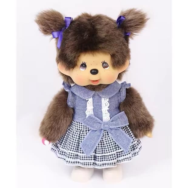 홍콩 몬치치 양갈래 데님체크원피스 인형M