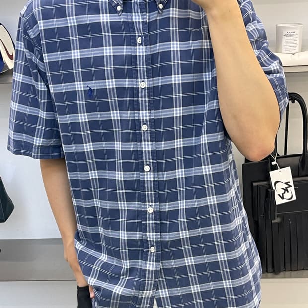 폴로랄프로렌 베이직 포니 체크 하프 셔츠