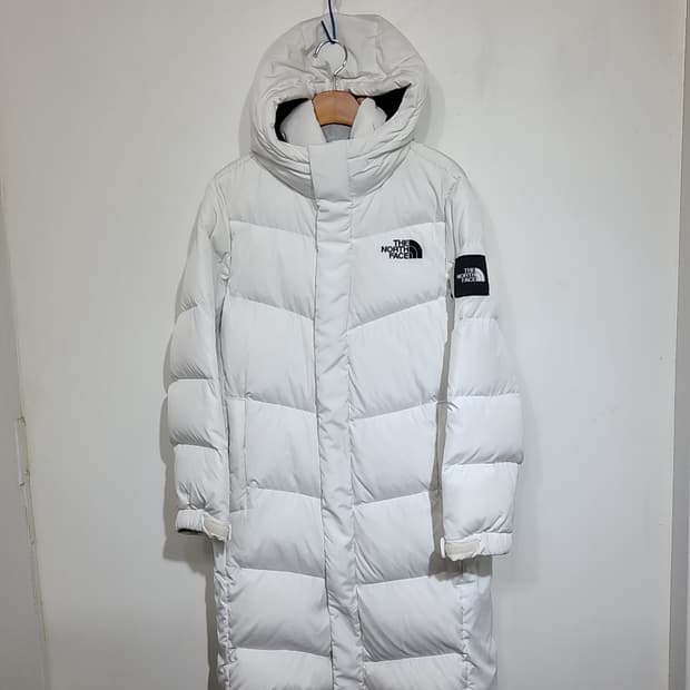 (S) 노스페이스 오리털 롱패딩 다운코트 화이트 후드 패딩코트 