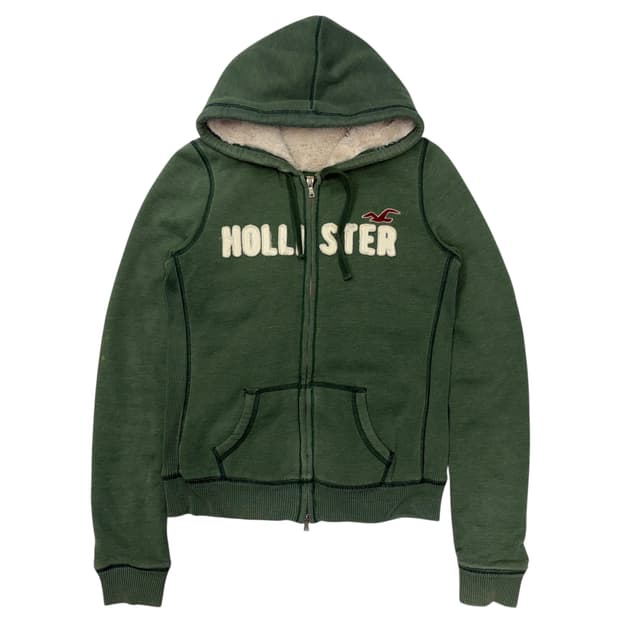 홀리스터 y2k 그린 쉐르파 후드집업 M