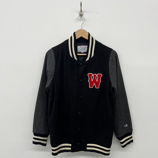 챔피온 검/회색 야구 점퍼 여L