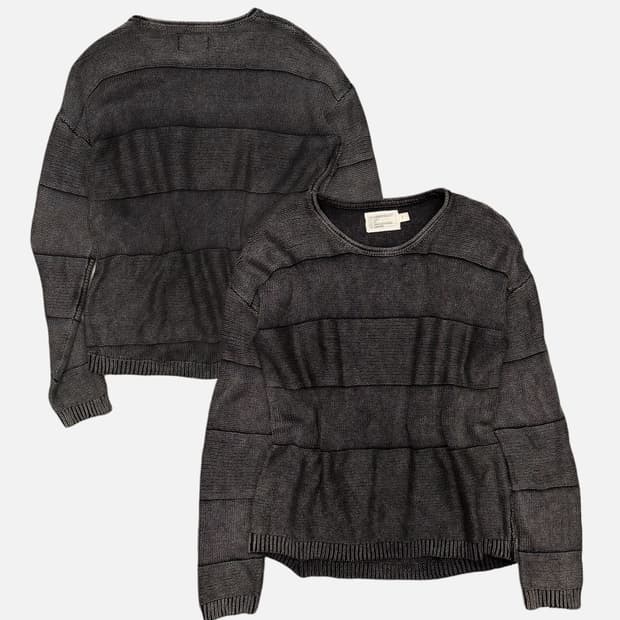 washed grey stripe knit