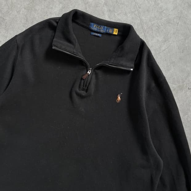 Polo 폴로 랄프로렌 신형 큐알 블랙 코튼 하프집업