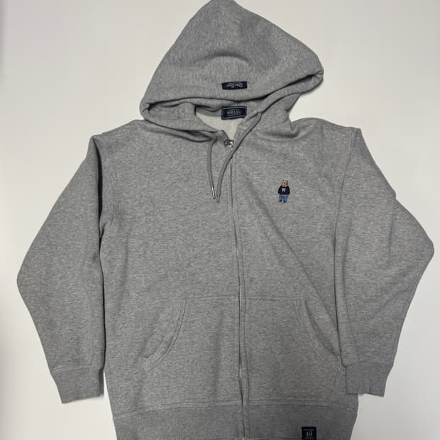 후아유 베어 로고 트레이닝 기모 후드집업 L