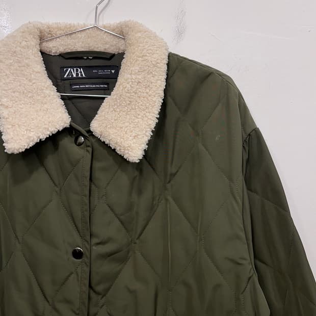 자라 양털 플리스카라 스트링 버튼 퀼팅자켓