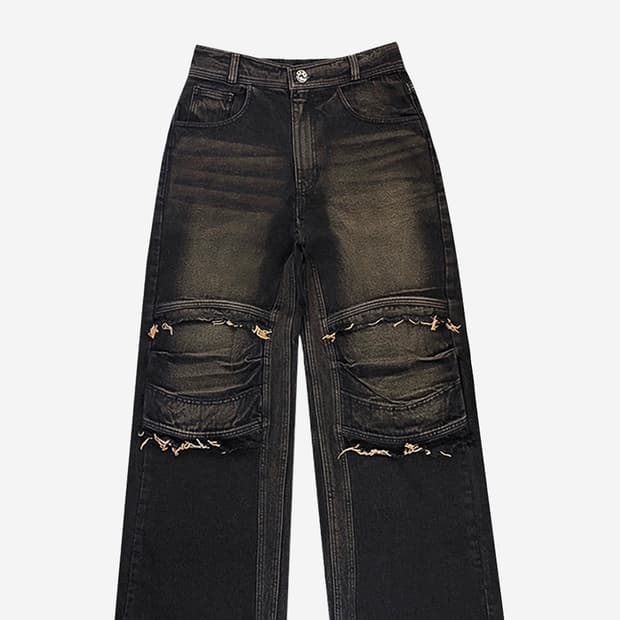 BLR 비엘알 니 포인트 데님 브라운 L