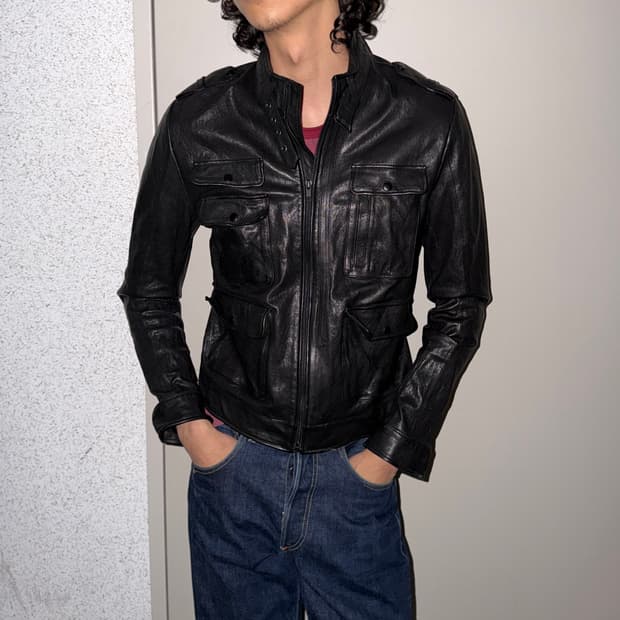 이태리 양가죽 멀티포켓 레더 자켓