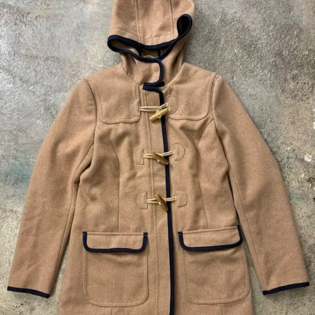 타미힐피거 베이지 후드 더플코트