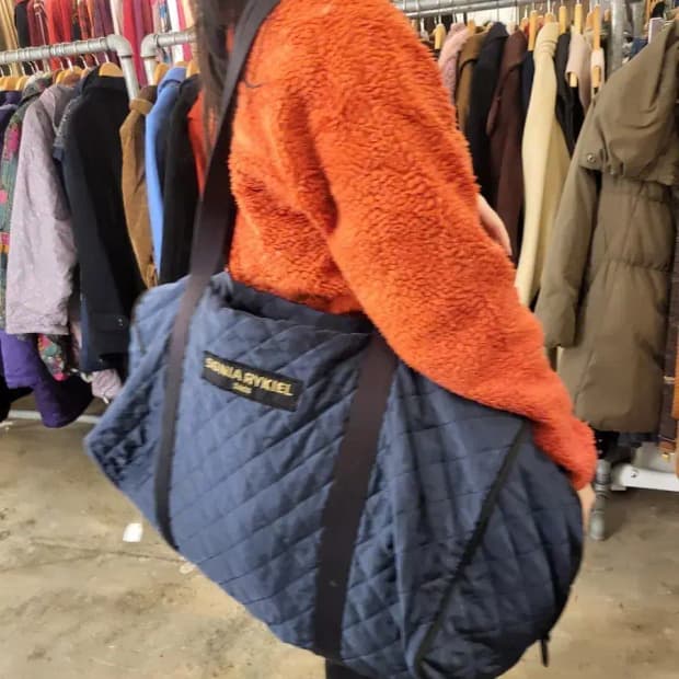 소니아리키엘 퀼팅 토트백 네이비