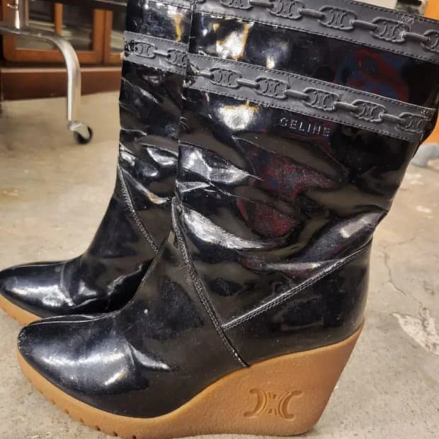 셀린느 페이턴트 레더 부츠 사이즈38