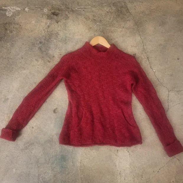 빈티지 일본 레드 컬러 니트 풀오버