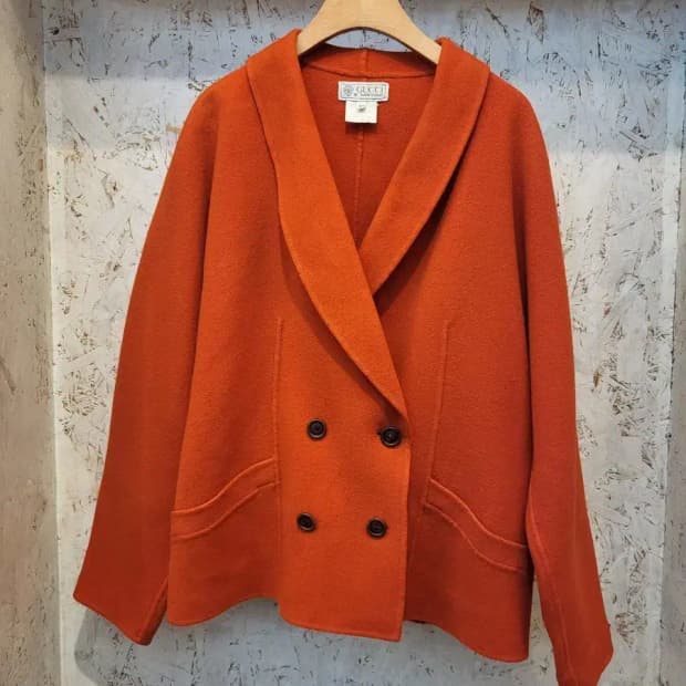 구찌 80's오렌지 더블 버튼 자켓