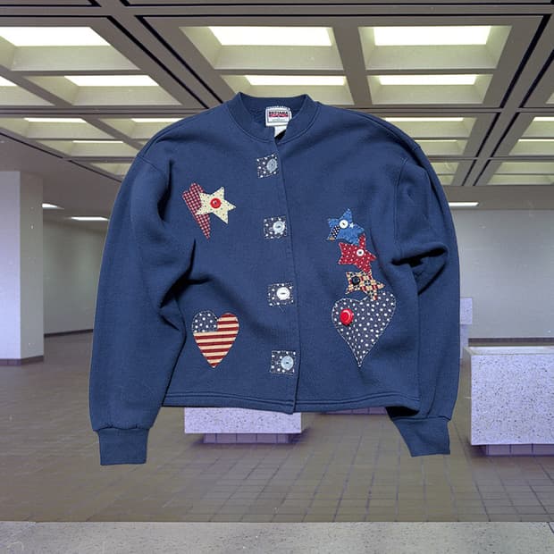 90s USA 패치워크 버튼 가디건 