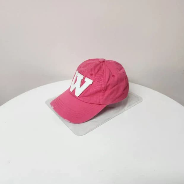 모자)핑크 W패치 빈티지 모자