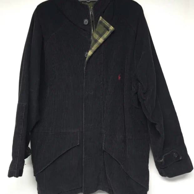 폴로진스 랄프로렌 블랙 코듀로이 후드 자켓 L,실측64-80