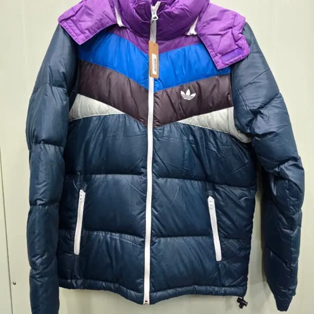 아디다스 컬러 블록 패딩 점퍼100,실측52-70
