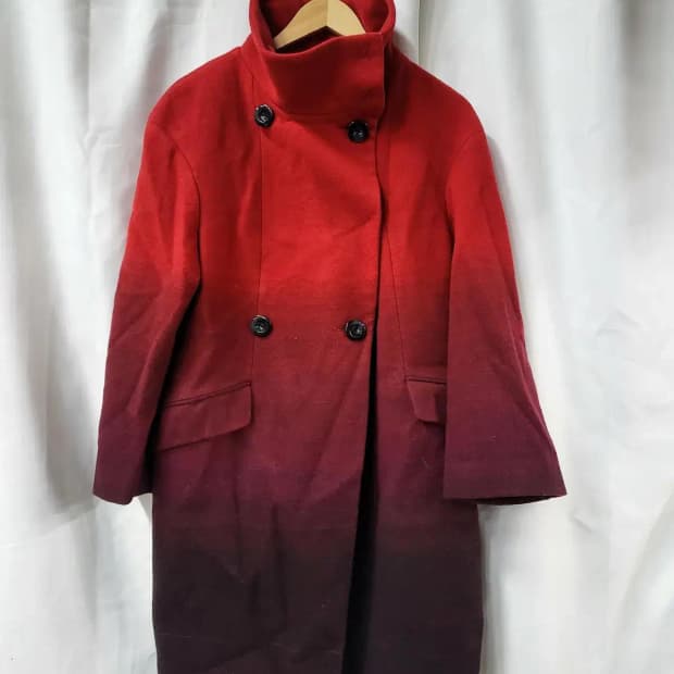 W 하이넥 모 혼방 롱 코트