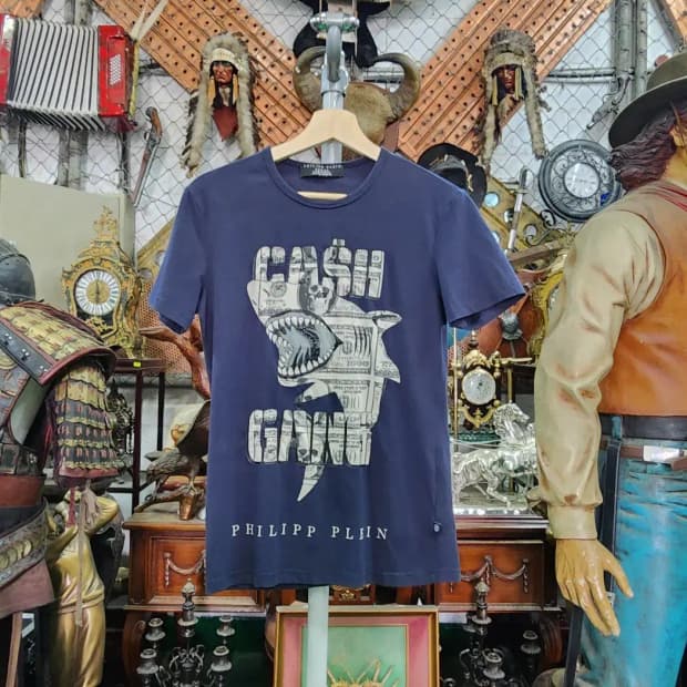 [PHILIPP PLEIN] 필립플레인 네이비 라운드넥 반팔M