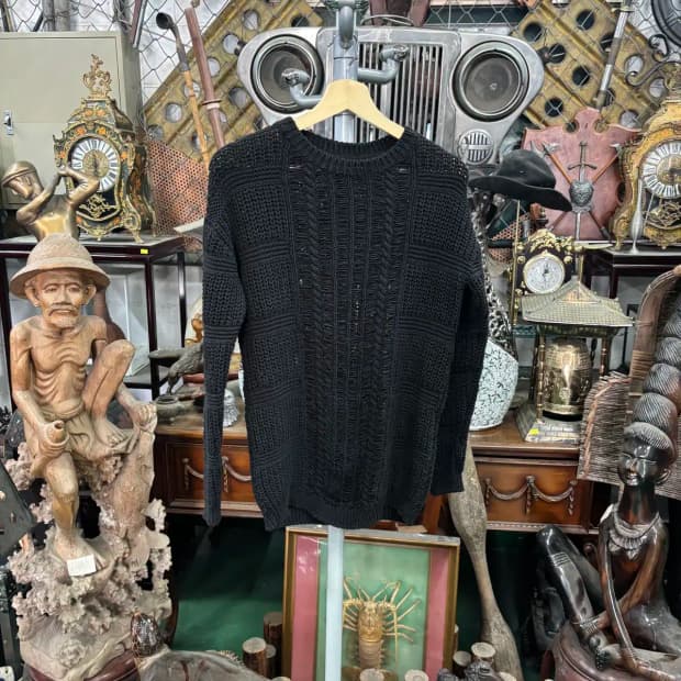 마쥬 꽈배기 그물 패턴 루즈핏 니트