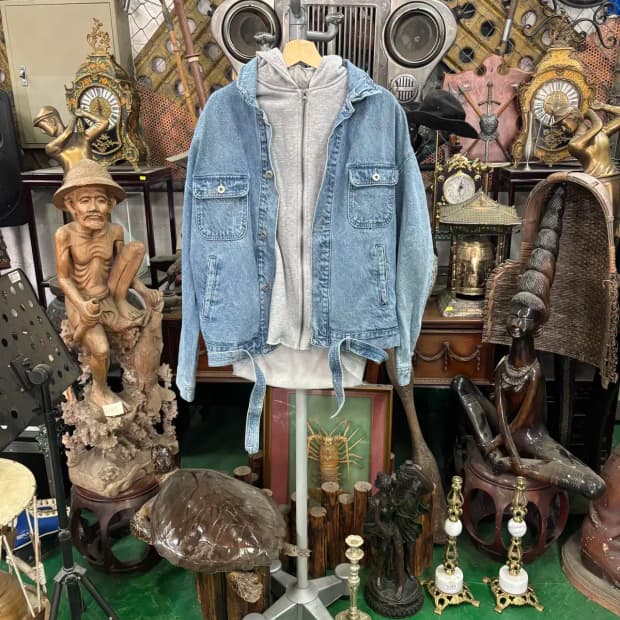 남성 자라맨 후드 레이어드 데님 재킷 청 점퍼