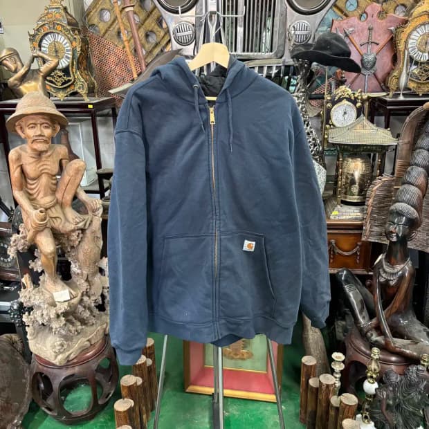 칼하트 레인디펜더 워크웨어 써멀 후드집업 네이비