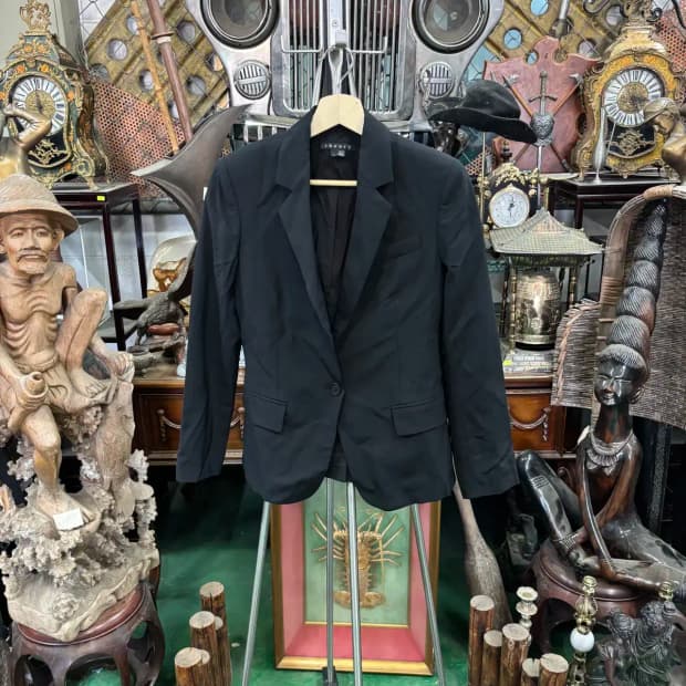 띠어리 블랙 원 버튼 자켓