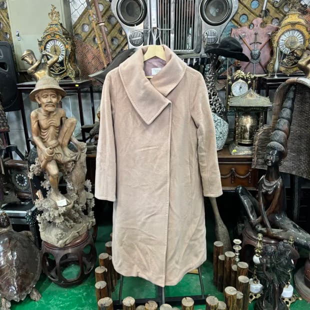 타임  모 100% 넓은 카라 인디 핑크 코트